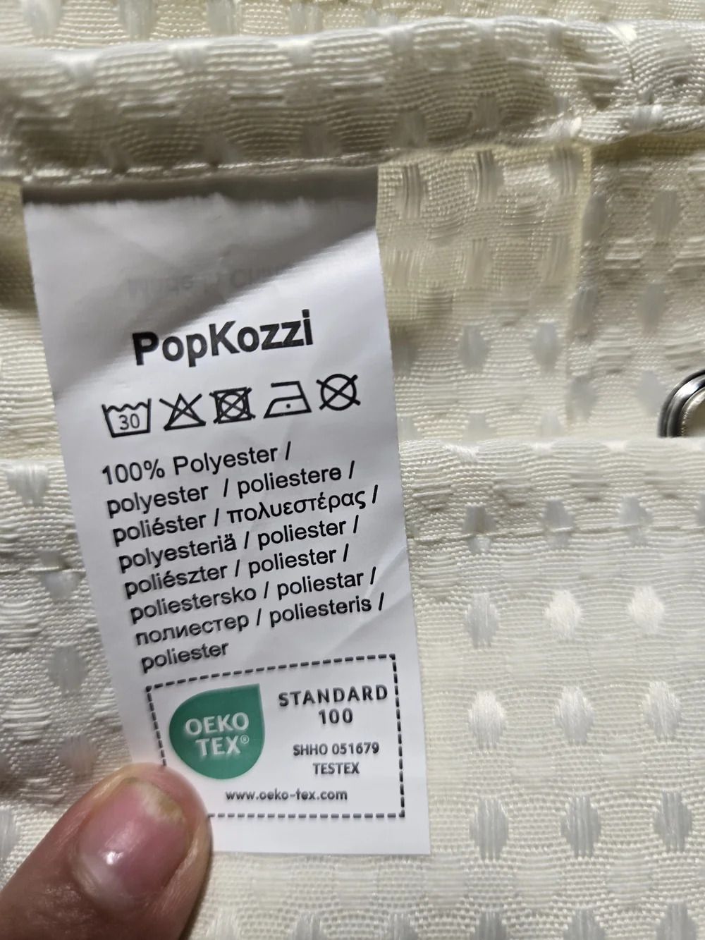 Fabric Waffle Shower Curtain 72x72in Bathroom Curtain Cream